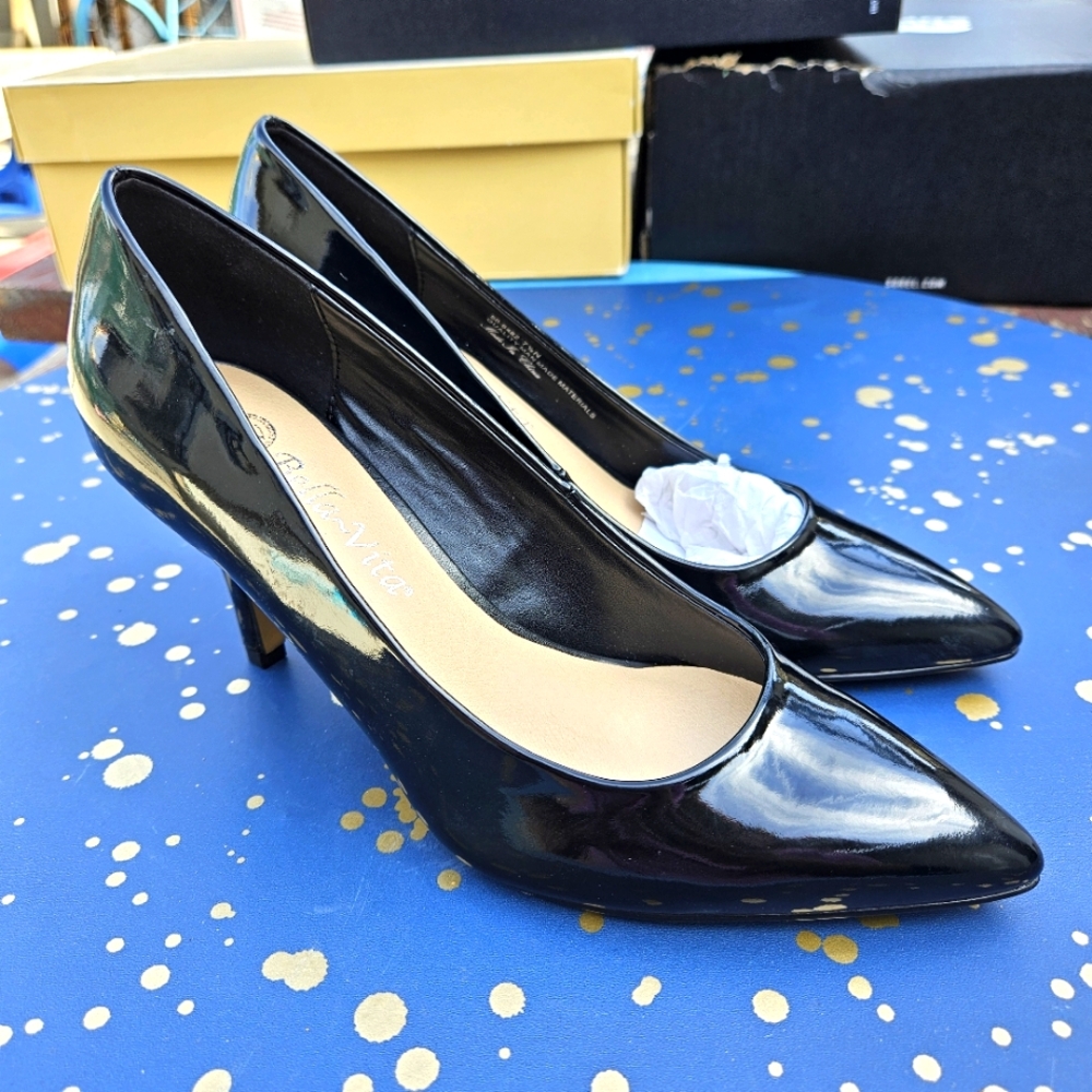 Bella Vita Define ll Black Pat Heels Shoes Women's Size 7.5 - Picture 3 of 15
